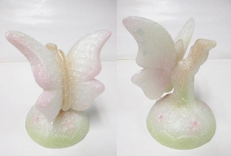 5171H3 Fenton 4-3/4'' Butterfly on stand in Opal glass